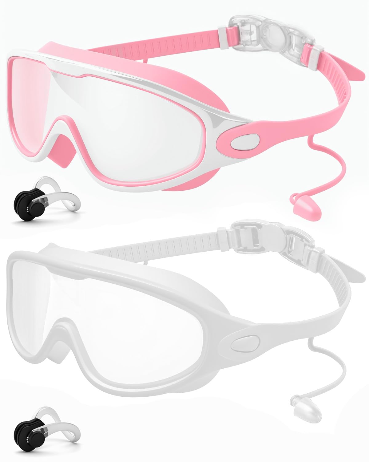 Rantizon 2-Pack Wide-View Anti-Fog UV Swim Goggles
