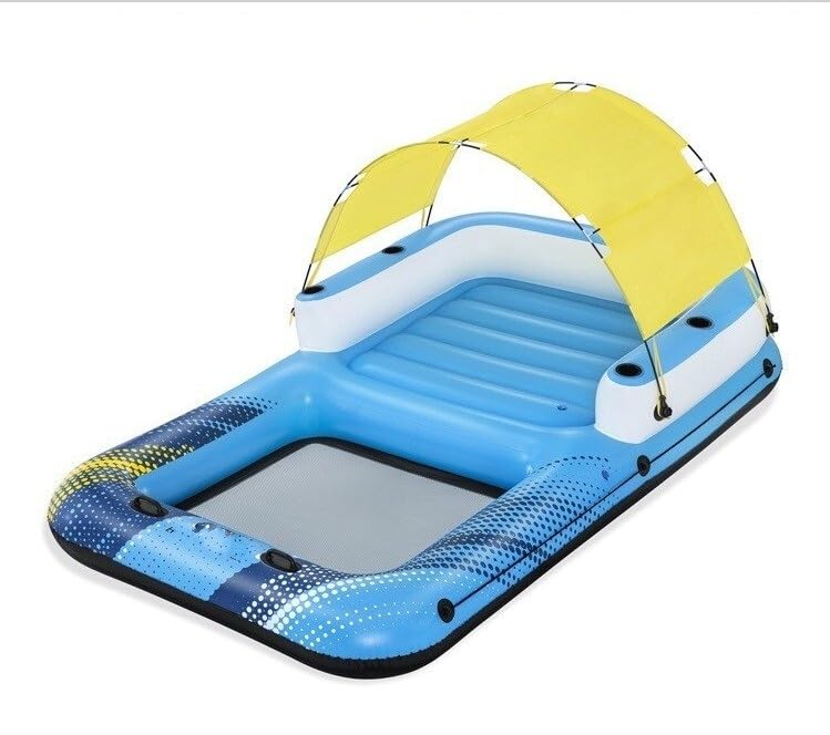 6-Style Inflatable Pool Lounger with Canopy & Cup Holder