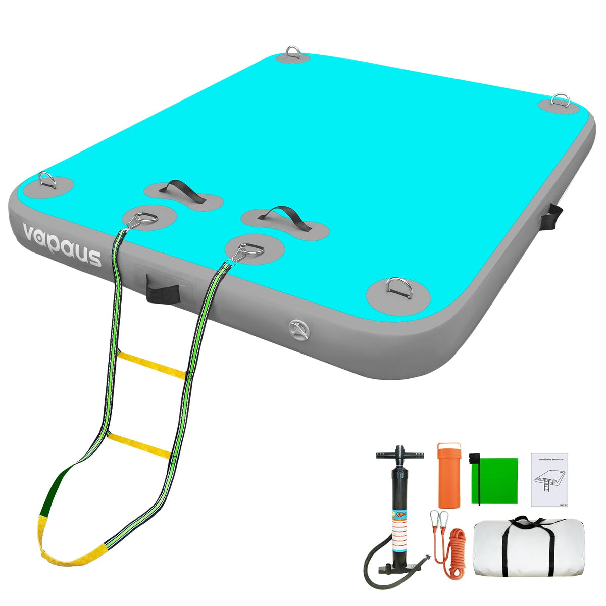 Vapaus Inflatable Floating Dock Air Dock Platform 6ft/8ft/10ft Non-Slip Inflatable Water Swim Mat Floating Island Raft for Pool Lake Beach Ocean Fishing Relaxing