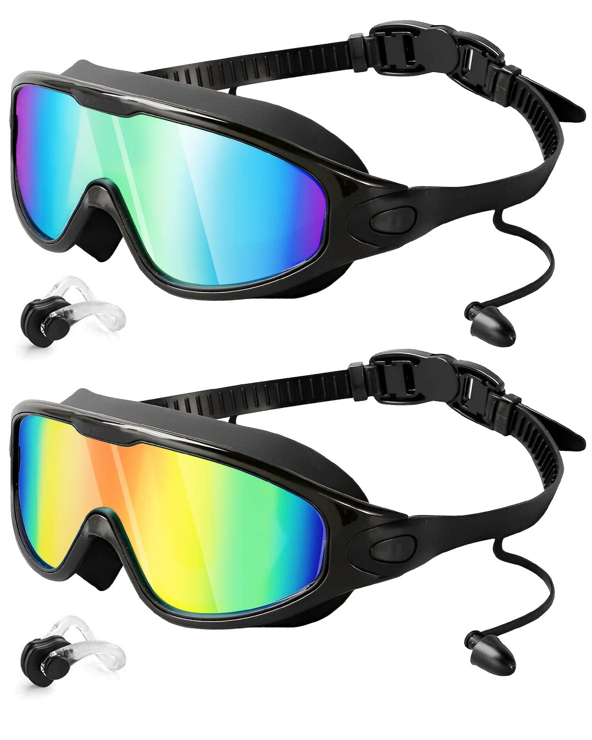 Rantizon 2-Pack Wide-View Anti-Fog UV Swim Goggles