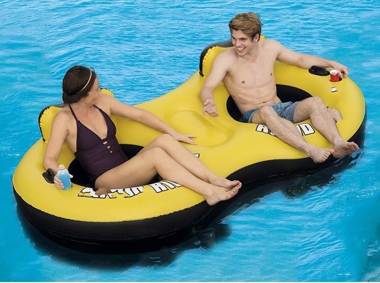 6-Style Inflatable Pool Lounger with Canopy & Cup Holder