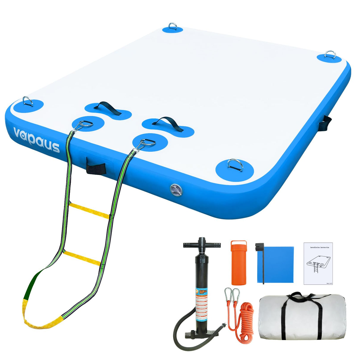 Vapaus Inflatable Floating Dock Air Dock Platform 6ft/8ft/10ft Non-Slip Inflatable Water Swim Mat Floating Island Raft for Pool Lake Beach Ocean Fishing Relaxing