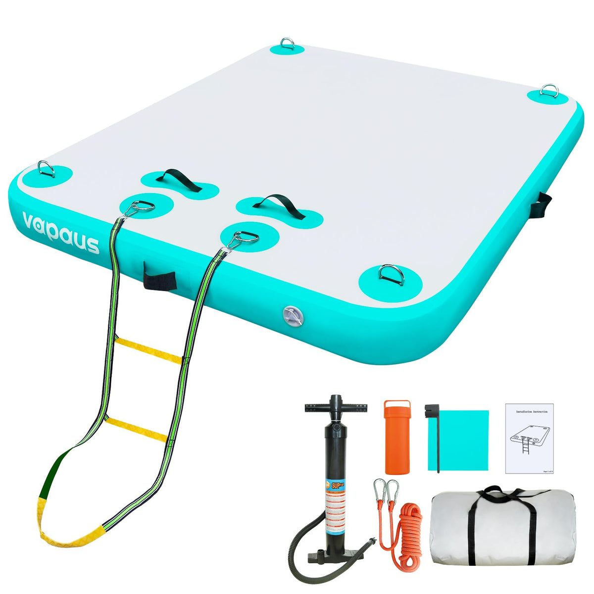Vapaus Inflatable Floating Dock Air Dock Platform 6ft/8ft/10ft Non-Slip Inflatable Water Swim Mat Floating Island Raft for Pool Lake Beach Ocean Fishing Relaxing