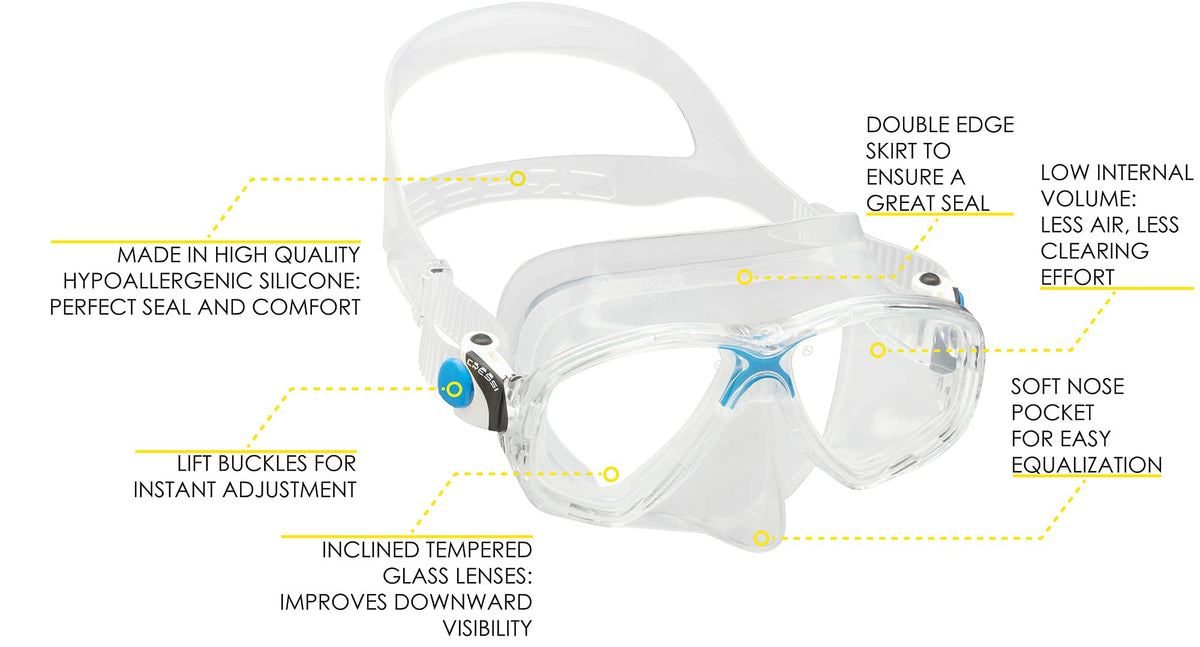 Cressi Marea & Supernova Dry Adult Snorkeling Mask and Snorkel Kit