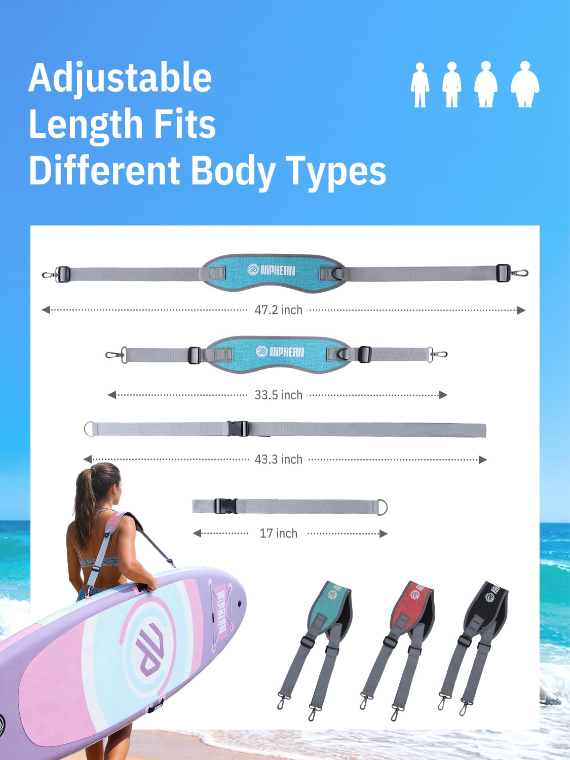 niphean Adjustable Shoulder Carry Strap for SUP Paddle Boards