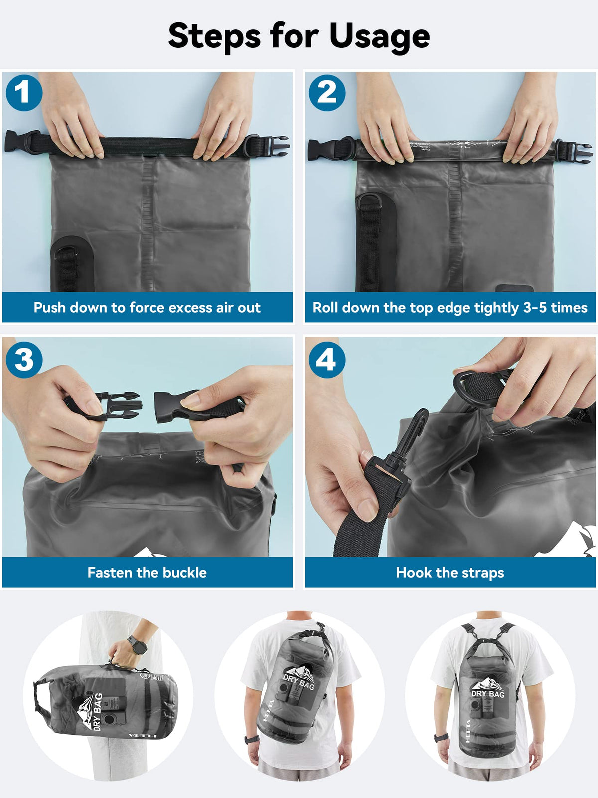 Waterproof Dry Bag Backpack with Phone Case for Kayaking
