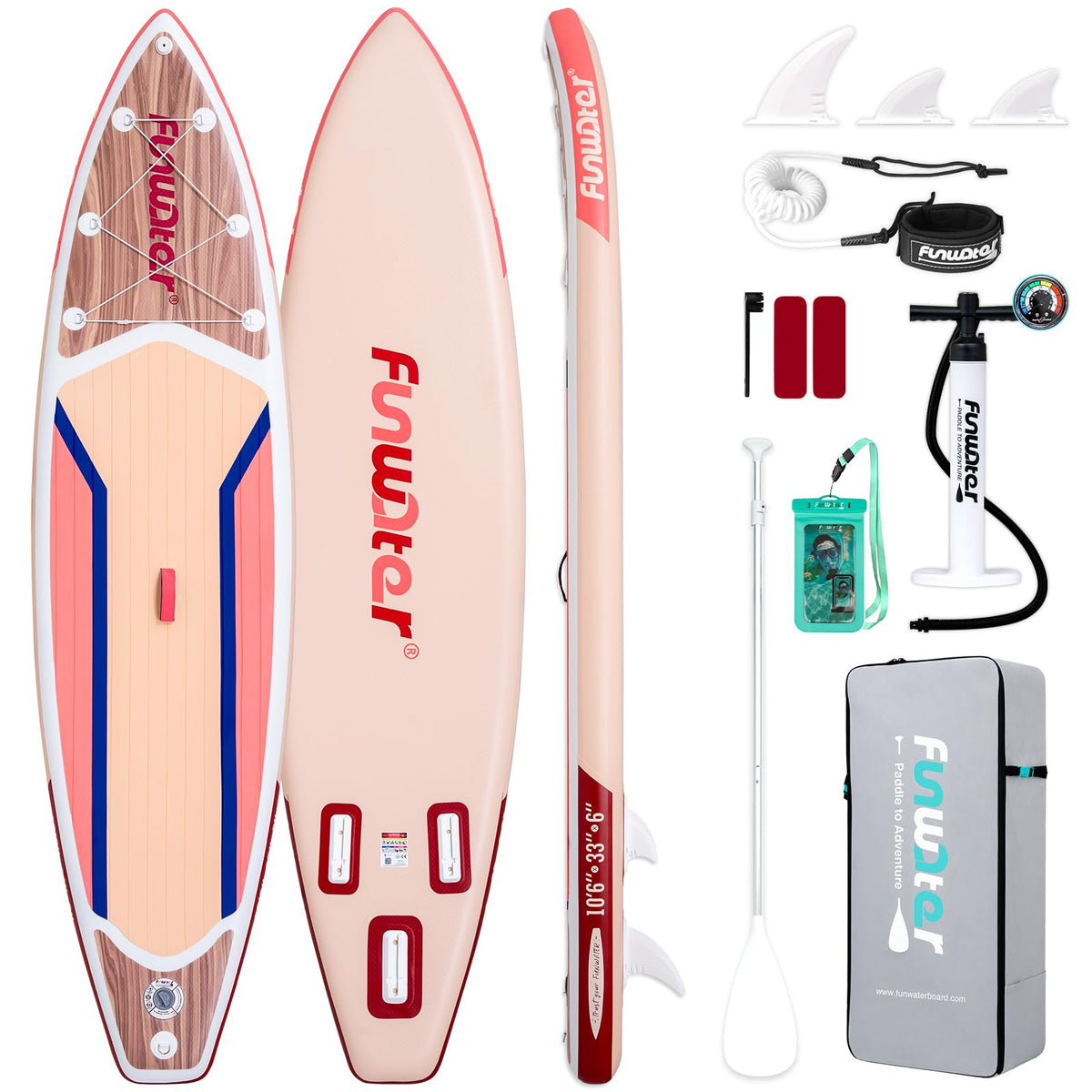 FunWater Inflatable Paddle Board with Beginner SUP Accessories