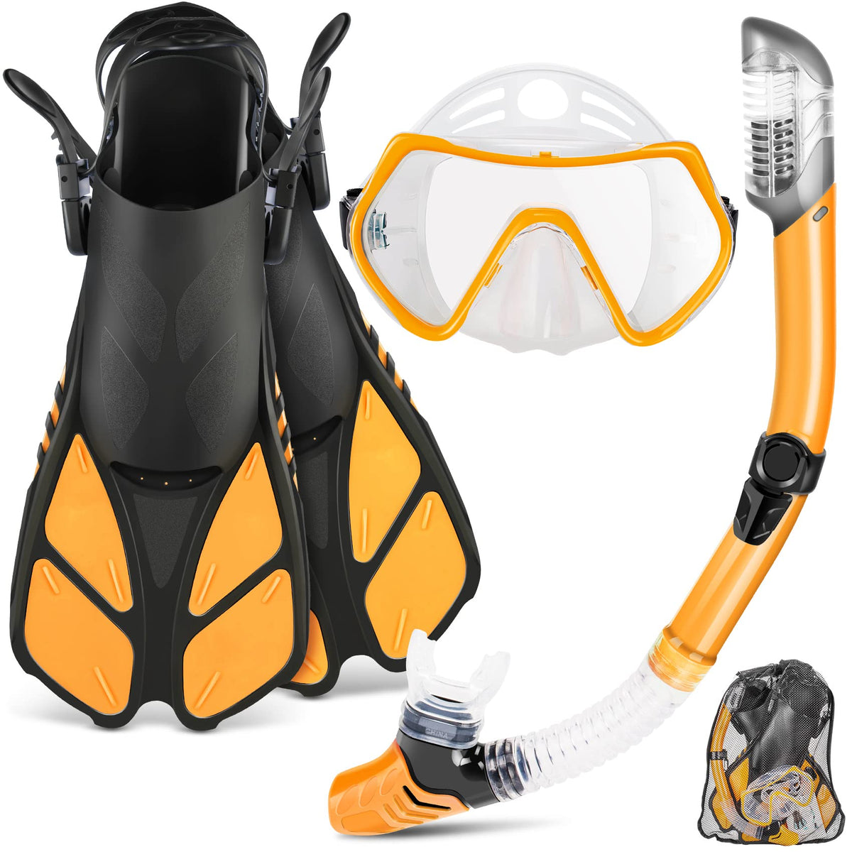 ZEEPORTE Adult Snorkeling Set with Mask, Fins & Dry Snorkel