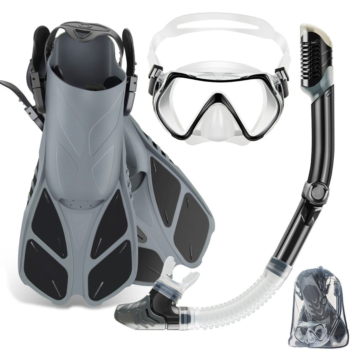 ZEEPORTE Adult Snorkeling Set with Mask, Fins & Dry Snorkel