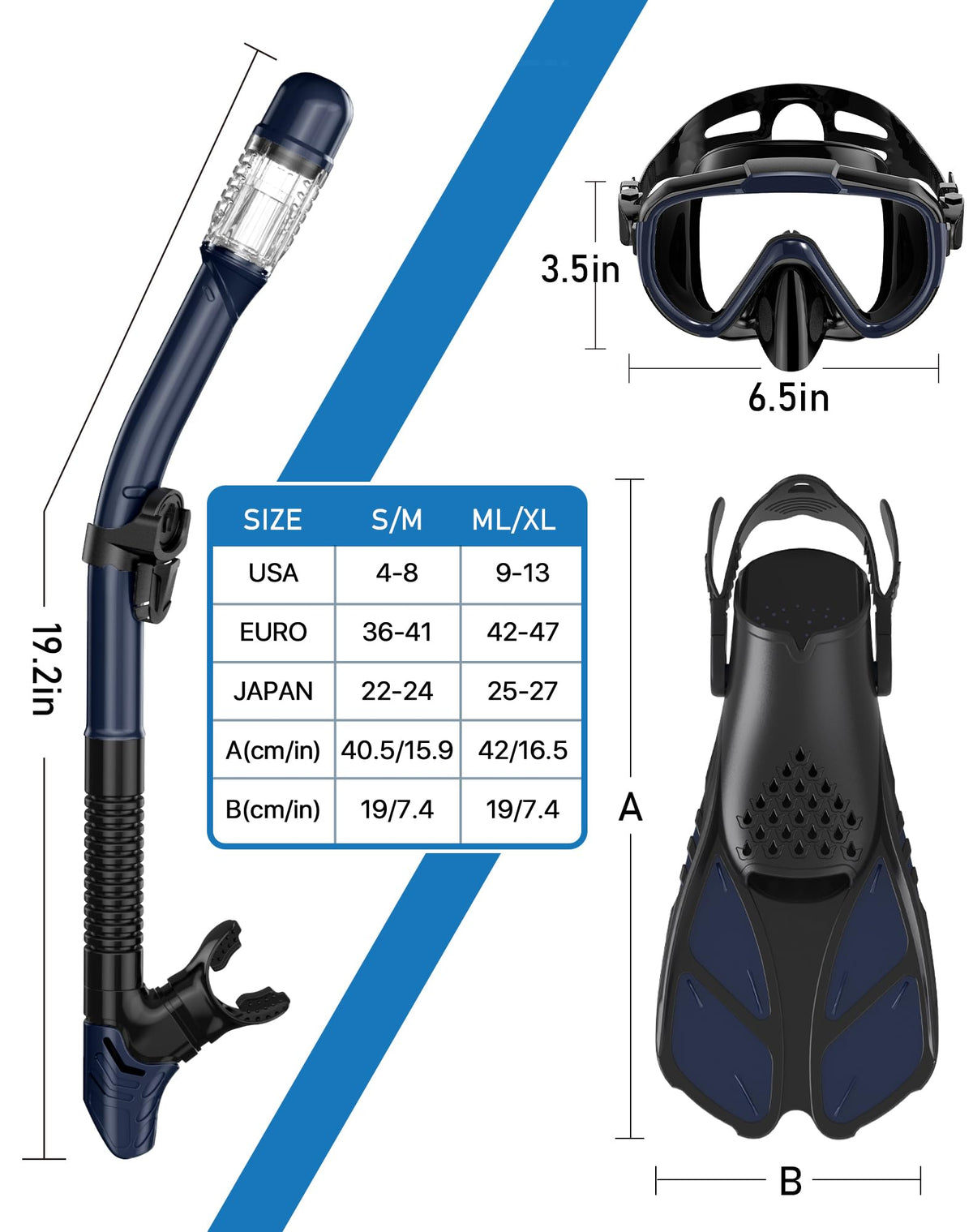 Ubekezele 4-in-1 Adult Snorkeling Set with Mask and Snorkel
