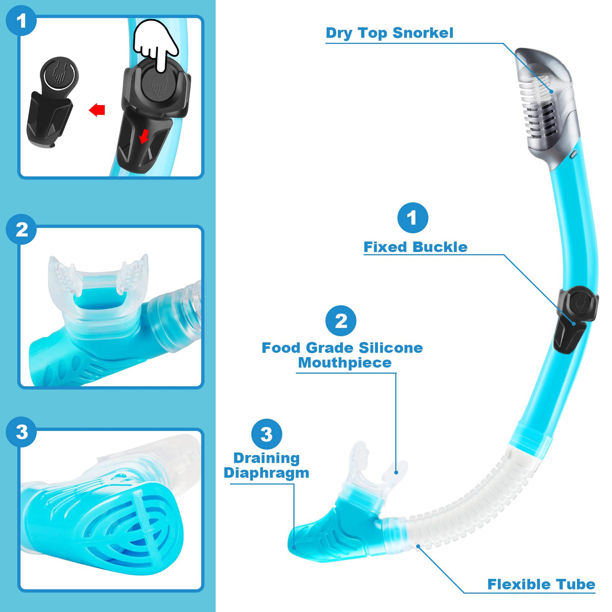 ZEEPORTE Adult Snorkeling Set with Mask, Fins & Dry Snorkel