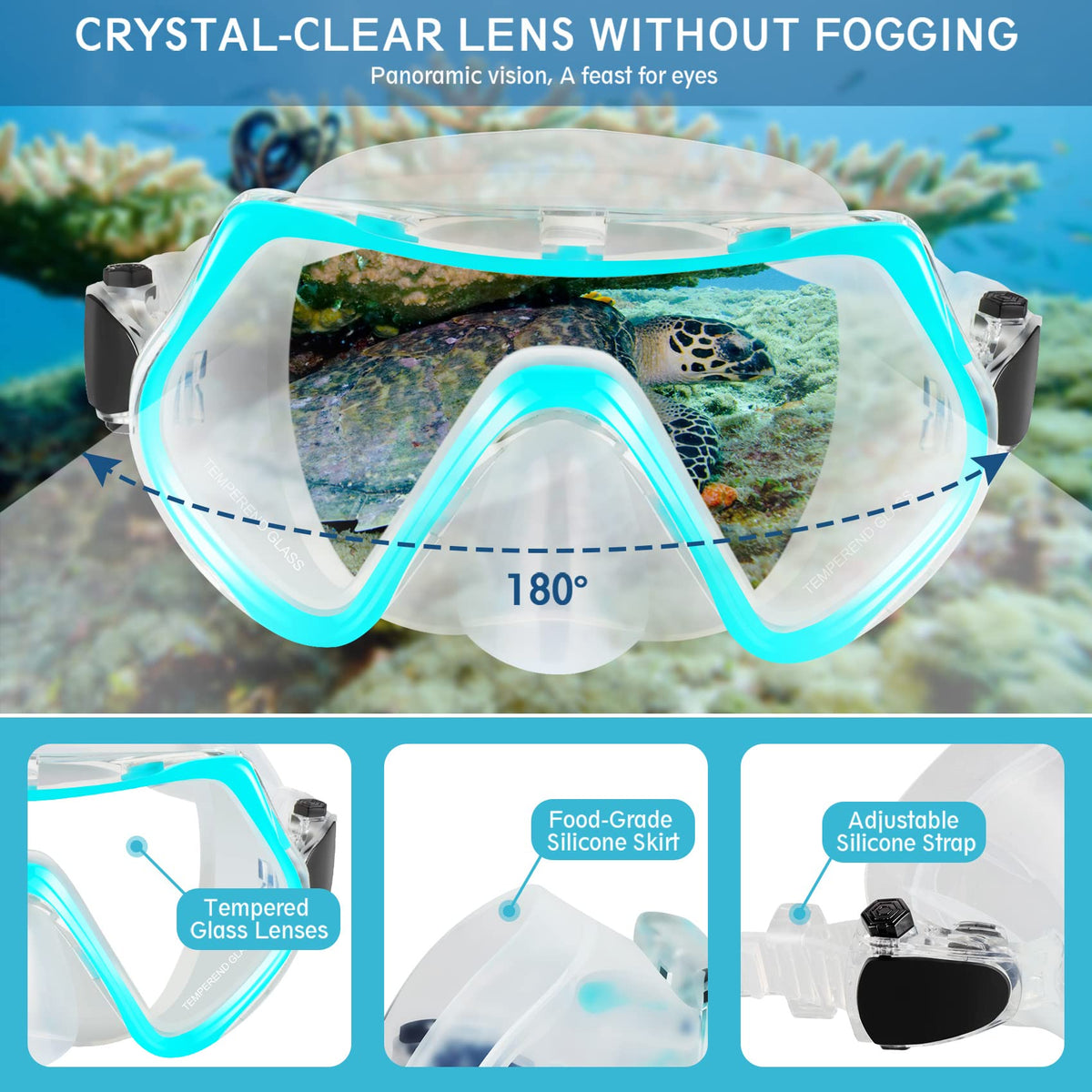 ZEEPORTE Adult Snorkeling Set with Mask, Fins & Dry Snorkel