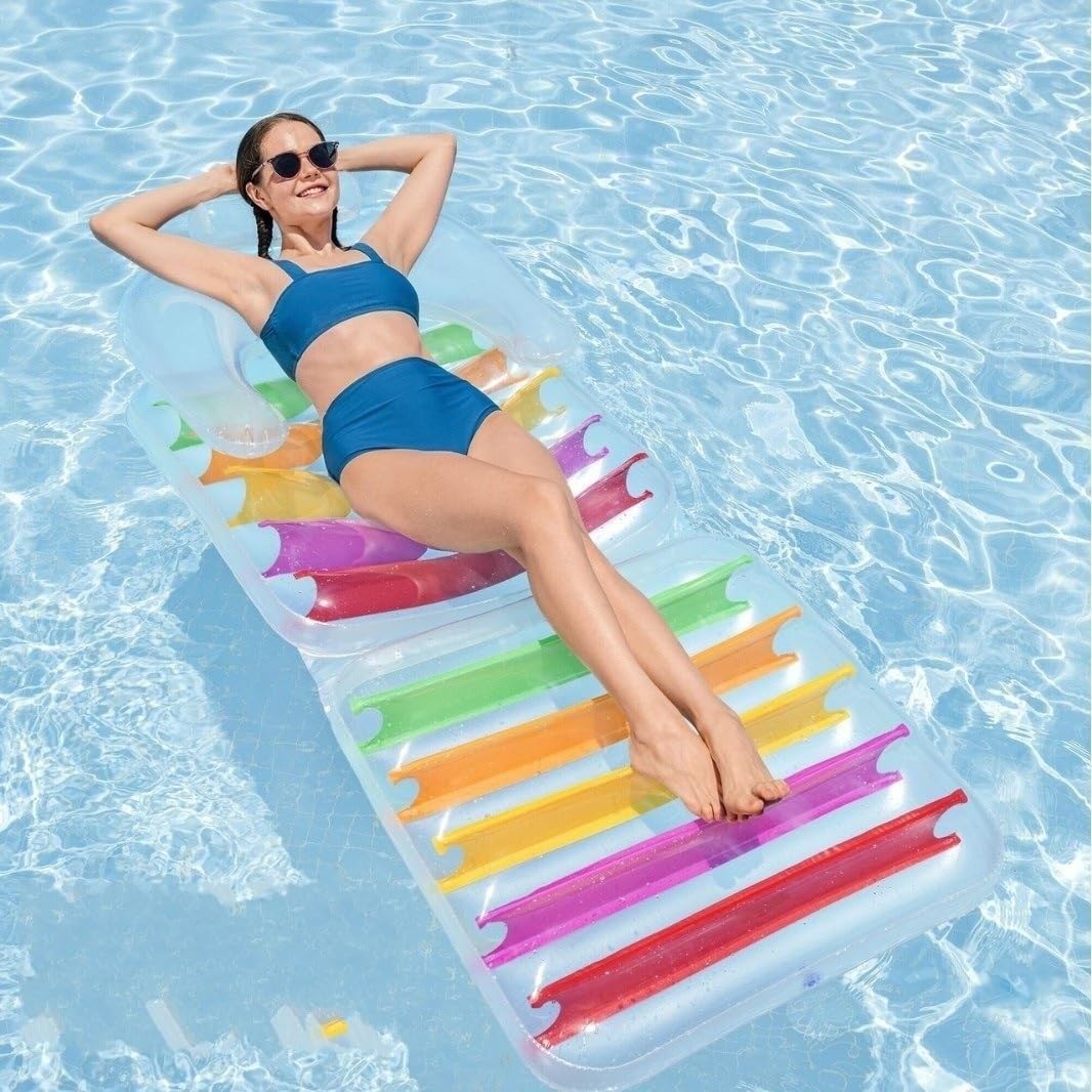 6-Style Inflatable Pool Lounger with Canopy & Cup Holder