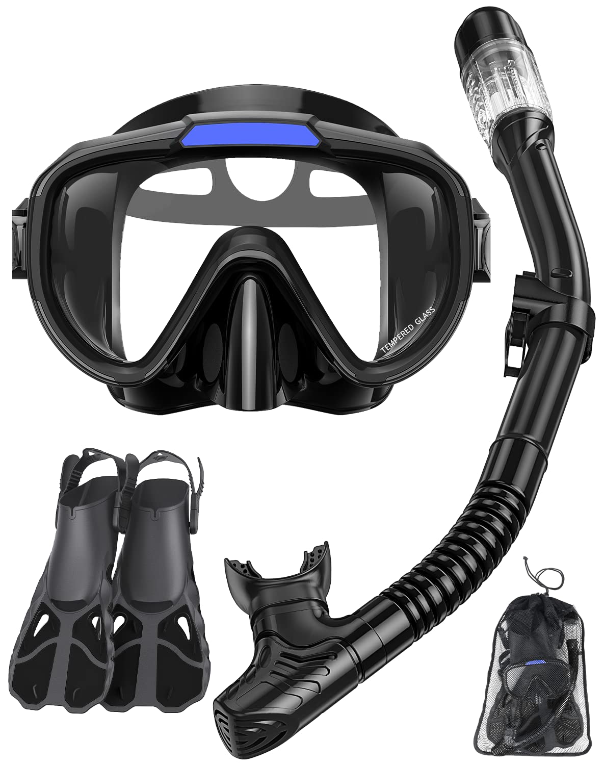 Vengreedo Adult Snorkeling Set with Mask, Fins & Dry Top