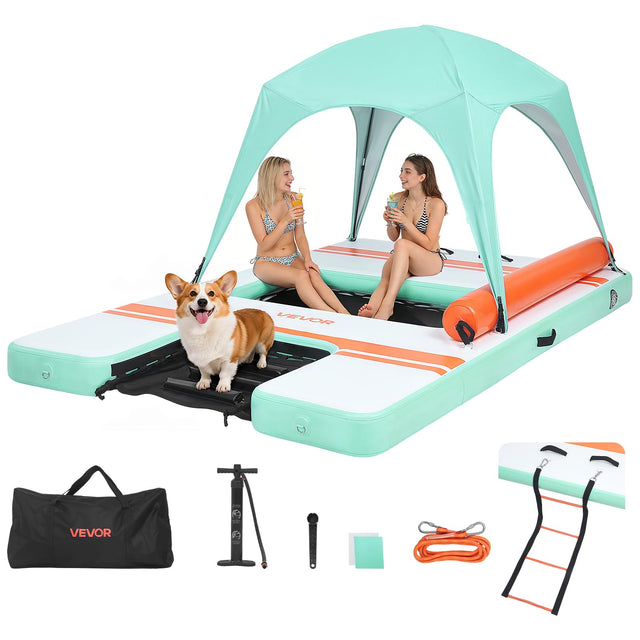 VEVOR Non-Slip Inflatable Floating Dock with Ladder