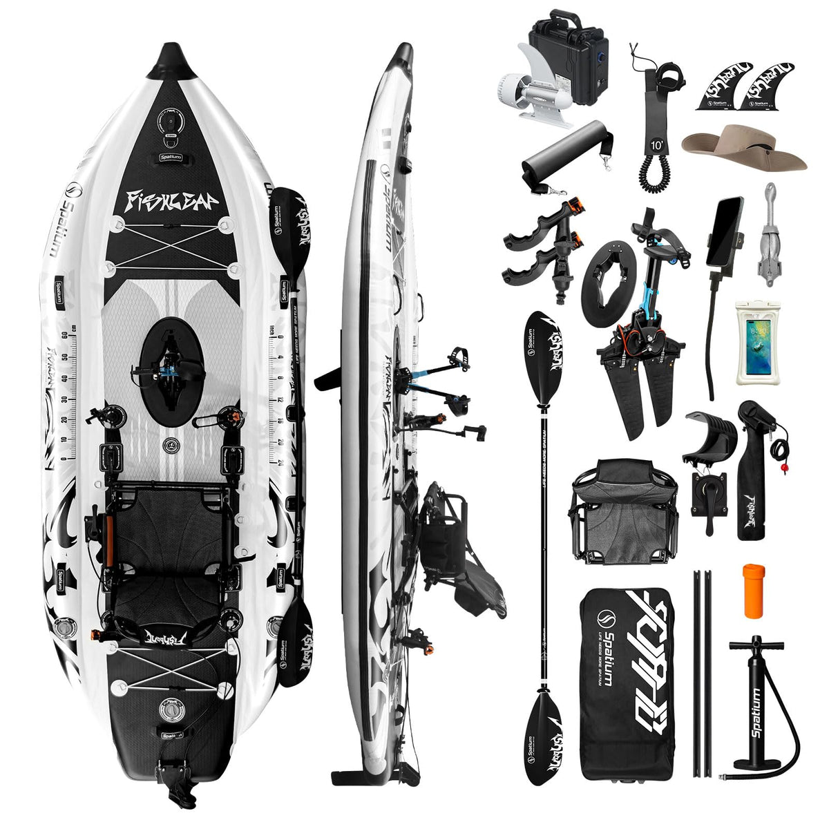 Spatium Inflatable Pedal Fishing Kayak with 360° Swivel Seat