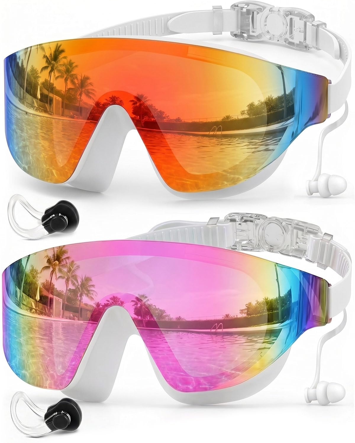 Zoomsnail 2-Pack Rimless Wide-View Anti-Fog Swim Goggles