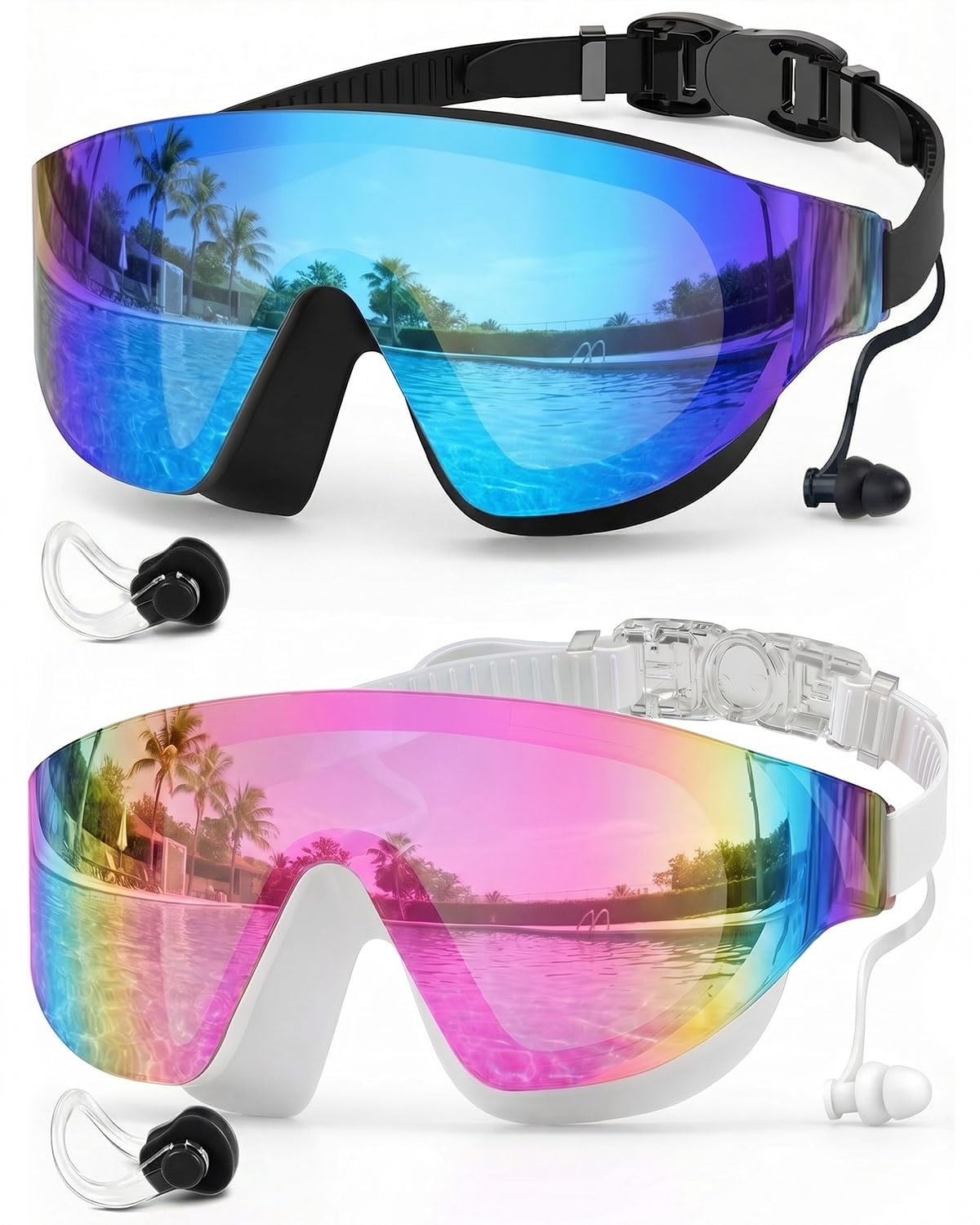 Zoomsnail 2-Pack Rimless Wide-View Anti-Fog Swim Goggles