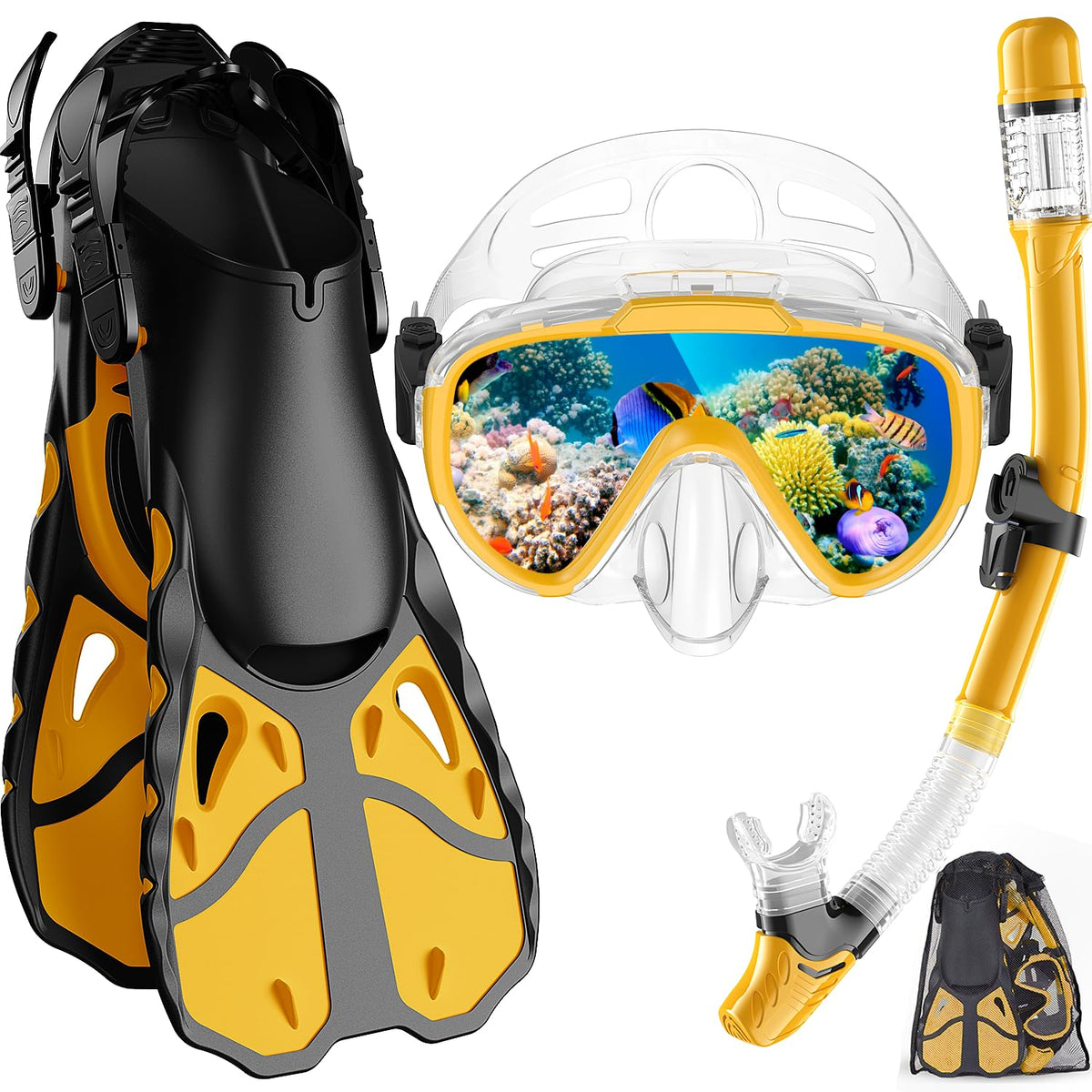 Vengreedo Adult Snorkeling Set with Mask, Fins & Dry Top