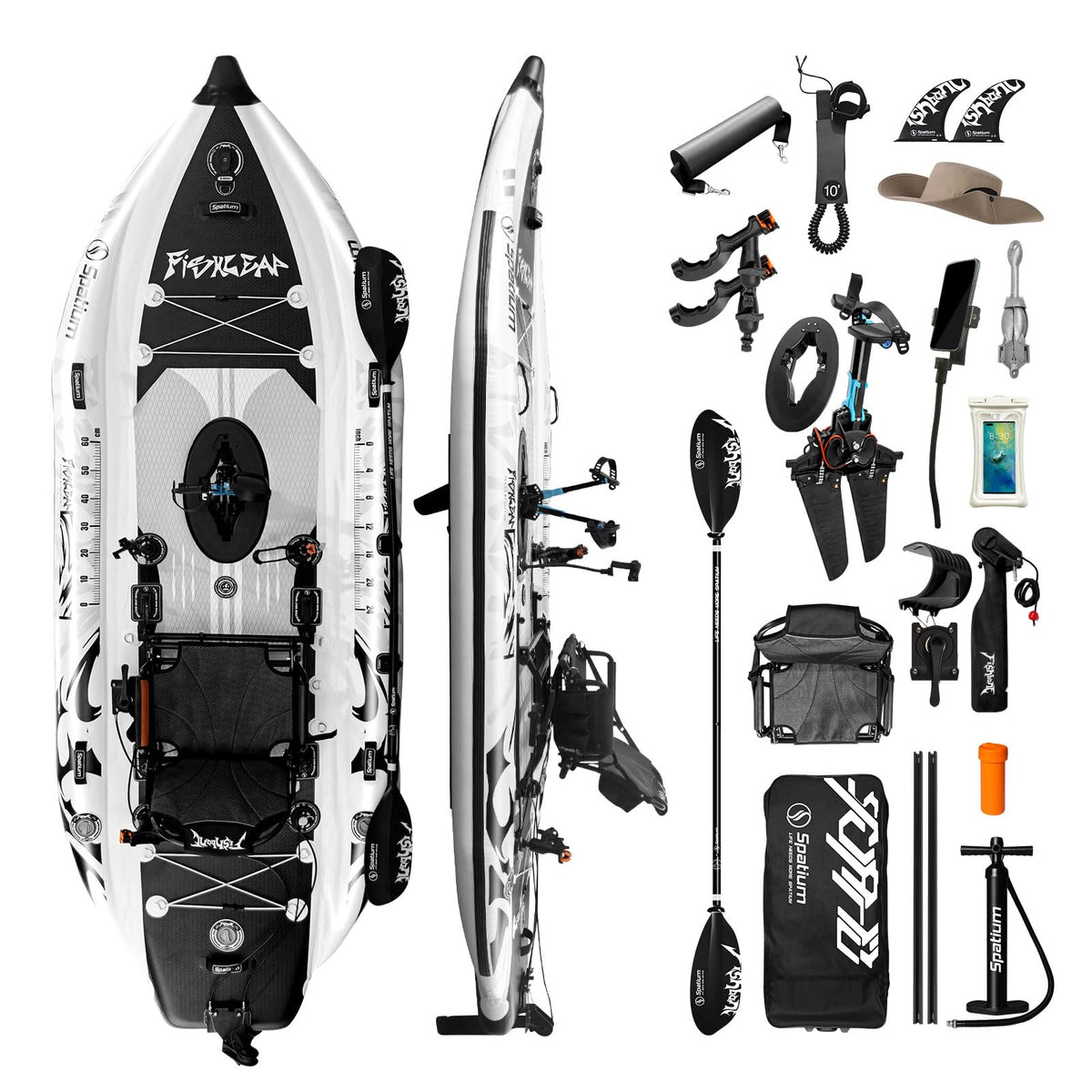 Spatium Inflatable Pedal Fishing Kayak with 360° Swivel Seat