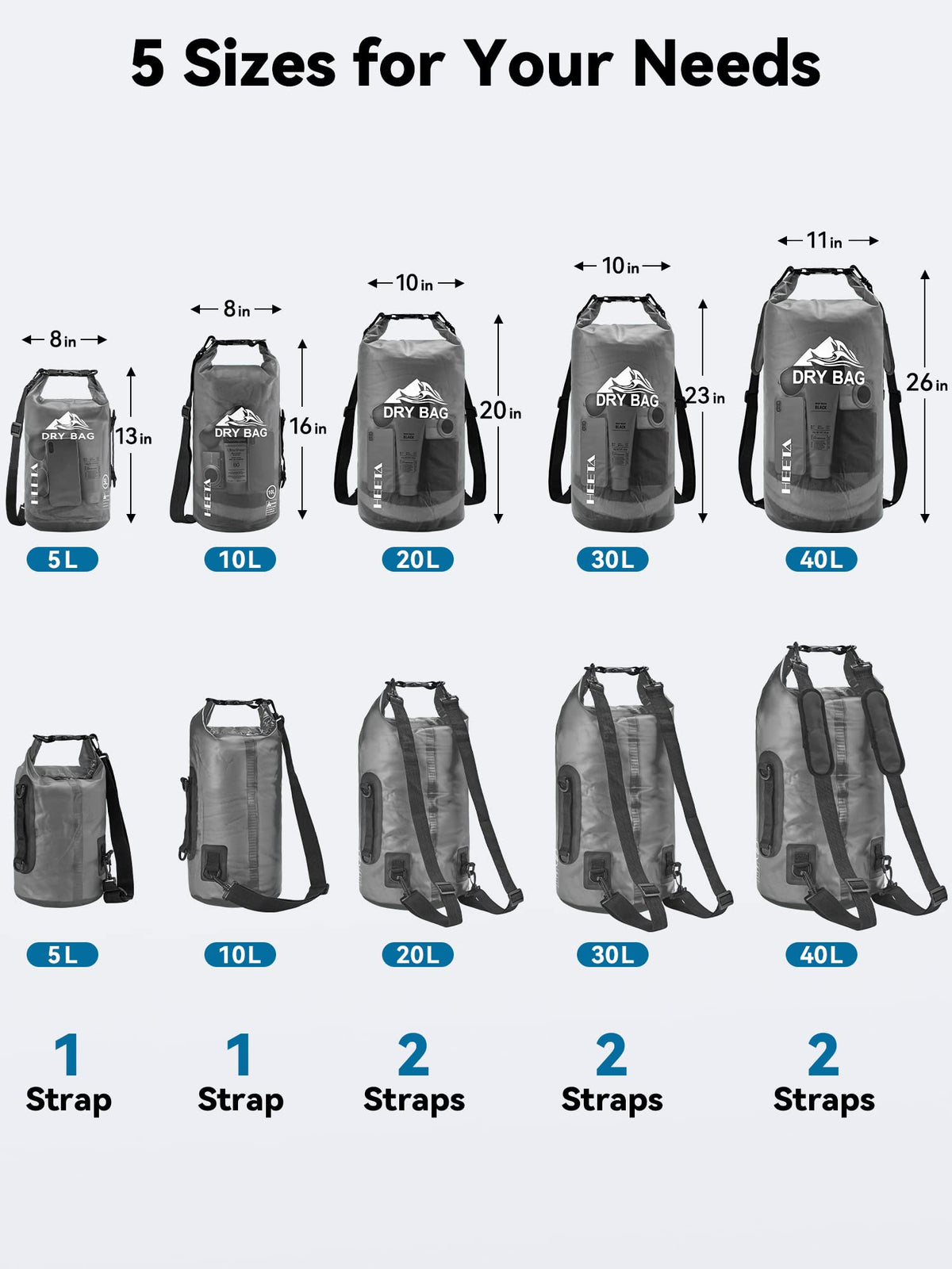 Waterproof Dry Bag Backpack with Phone Case for Kayaking