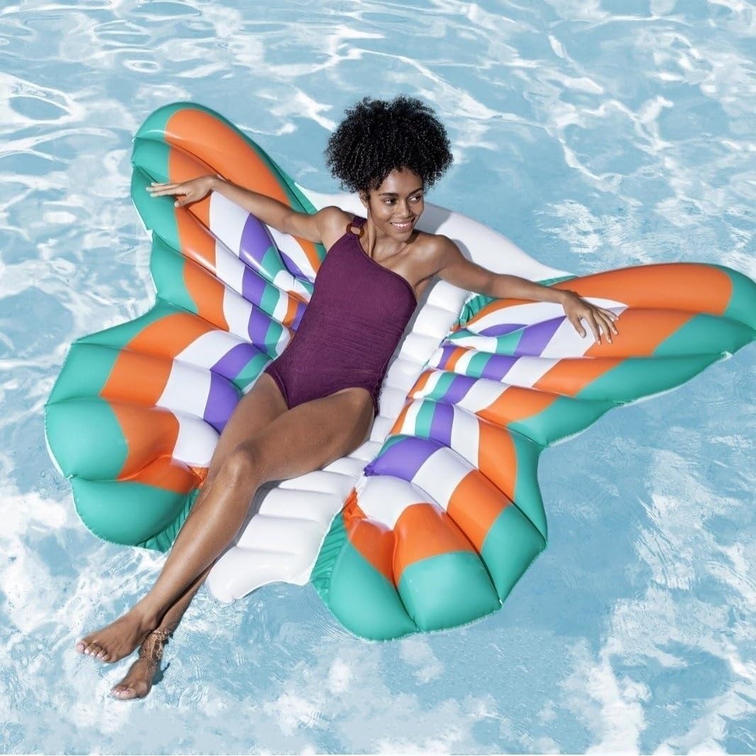 6-Style Inflatable Pool Lounger with Canopy & Cup Holder