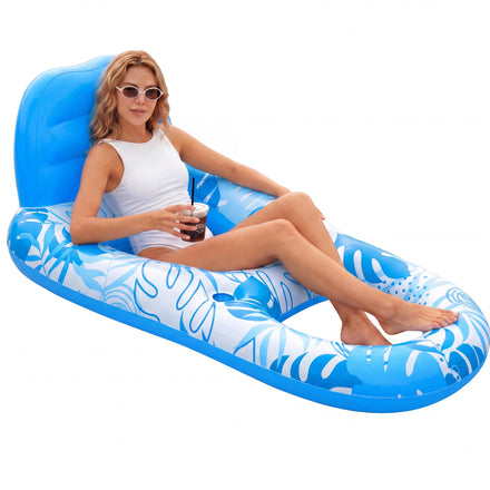 SLOOSH Inflatable Pool Recliner with Cup Holders & Footrest