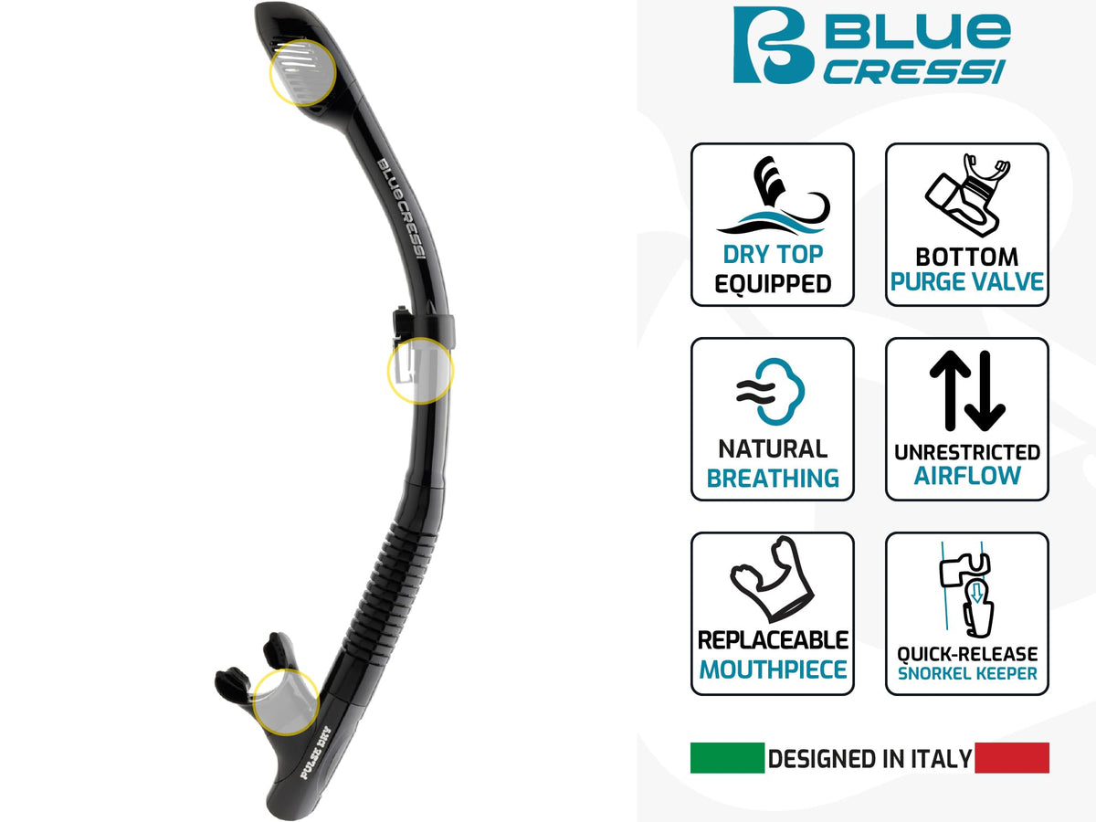 Cressi Voyager Adult Snorkel Set with Dry-Top Snorkel