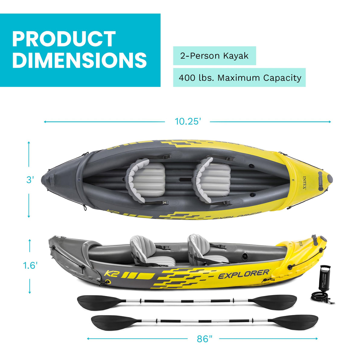 INTEX Explorer K2 2-Person Inflatable Kayak Set 2-Pack
