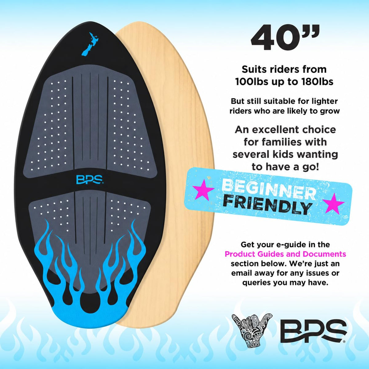 BPS Flame Wooden Skimboard for Kids and Adults