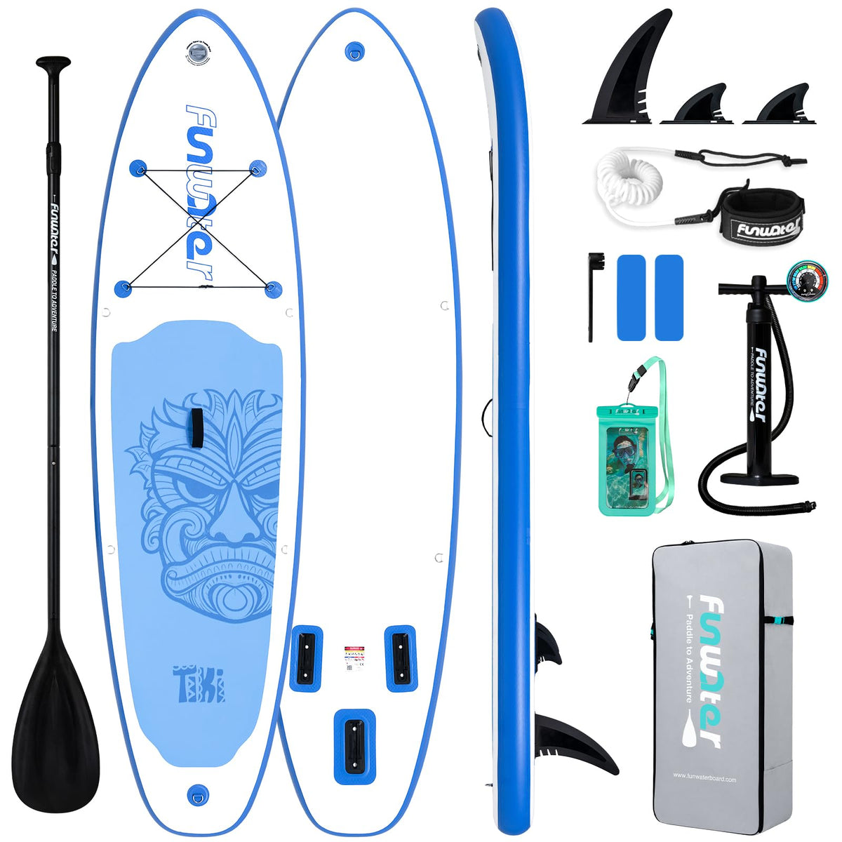 FunWater Inflatable Paddle Board with Beginner SUP Accessories