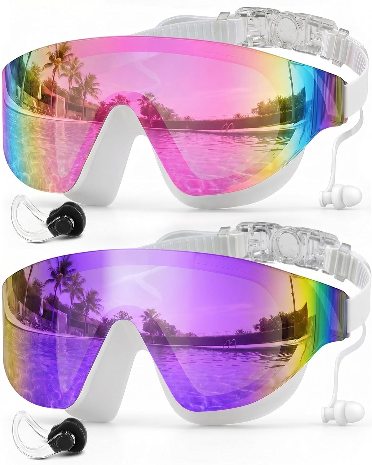 Zoomsnail 2-Pack Rimless Wide-View Anti-Fog Swim Goggles