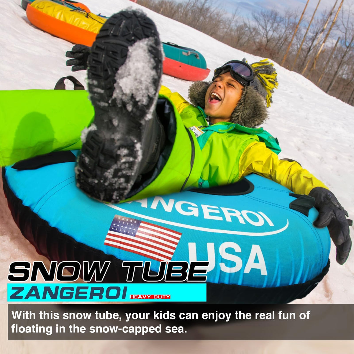 Heavy-Duty Inflatable Snow Tube with Cover for Sledding
