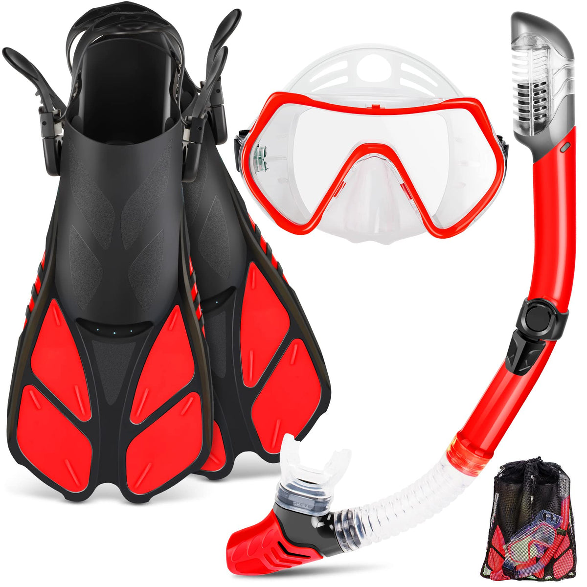 ZEEPORTE Adult Snorkeling Set with Mask, Fins & Dry Snorkel