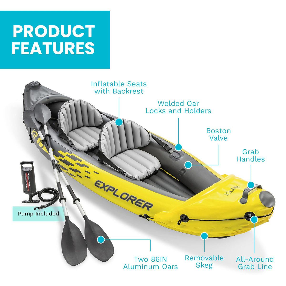 INTEX Explorer K2 2-Person Inflatable Kayak Set 2-Pack