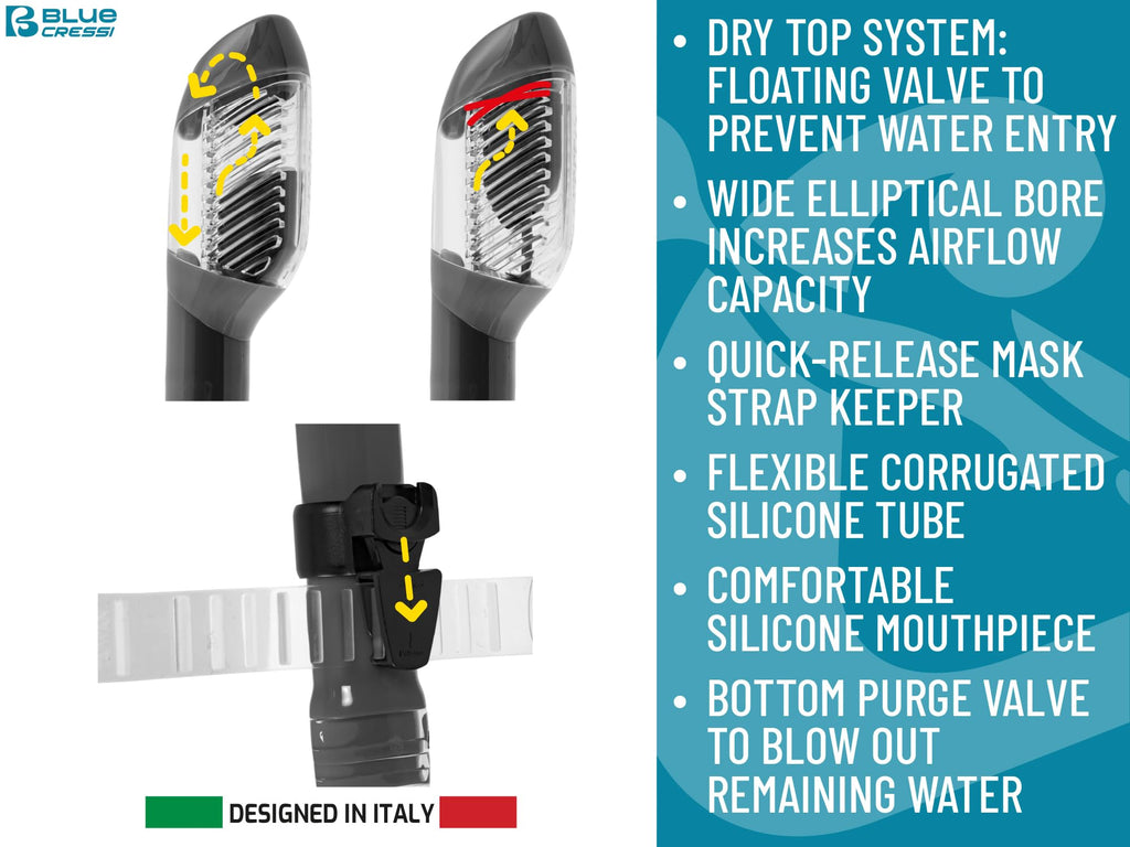 Cressi Voyager Adult Snorkel Set with Dry-Top Snorkel