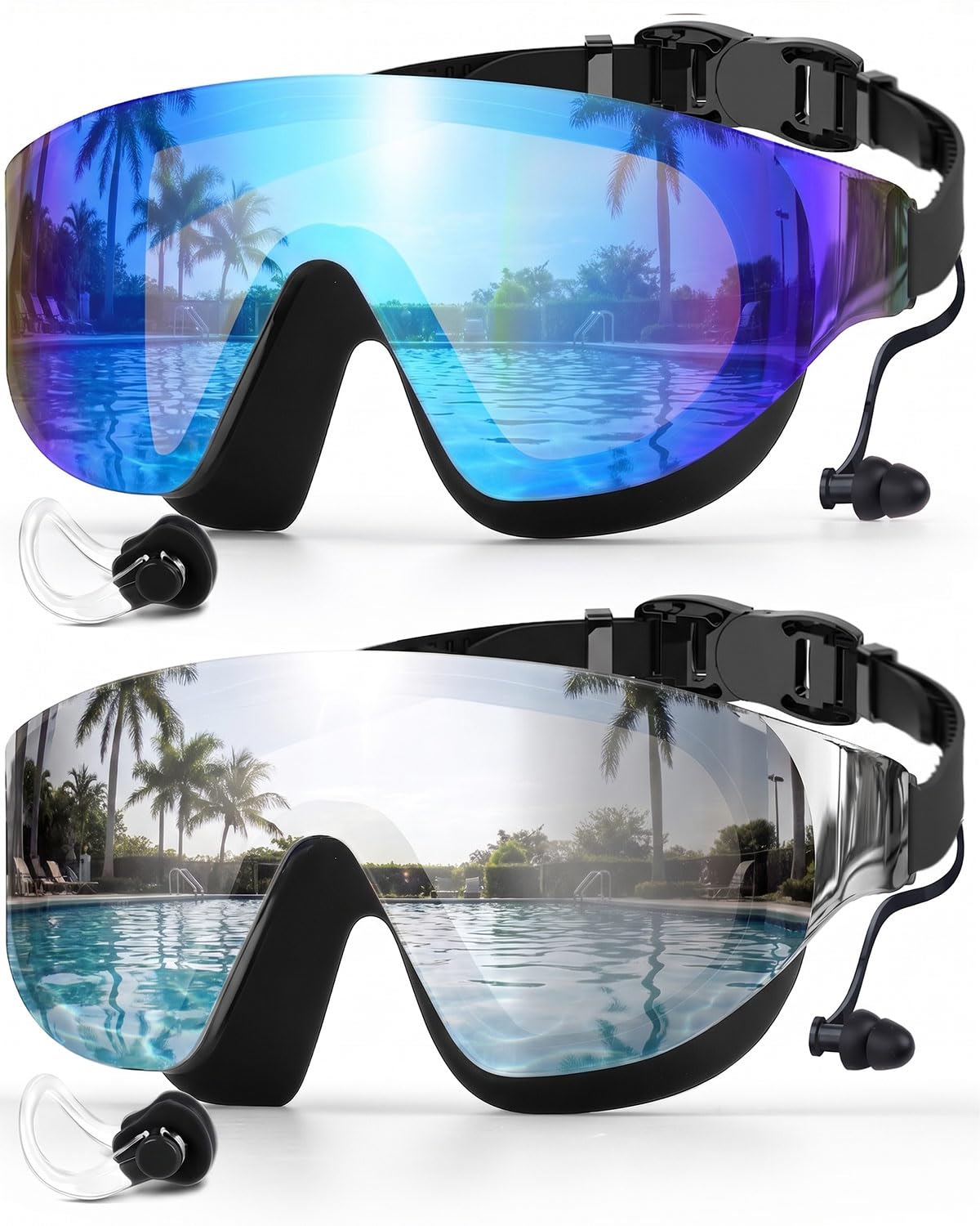 Zoomsnail 2-Pack Rimless Wide-View Anti-Fog Swim Goggles