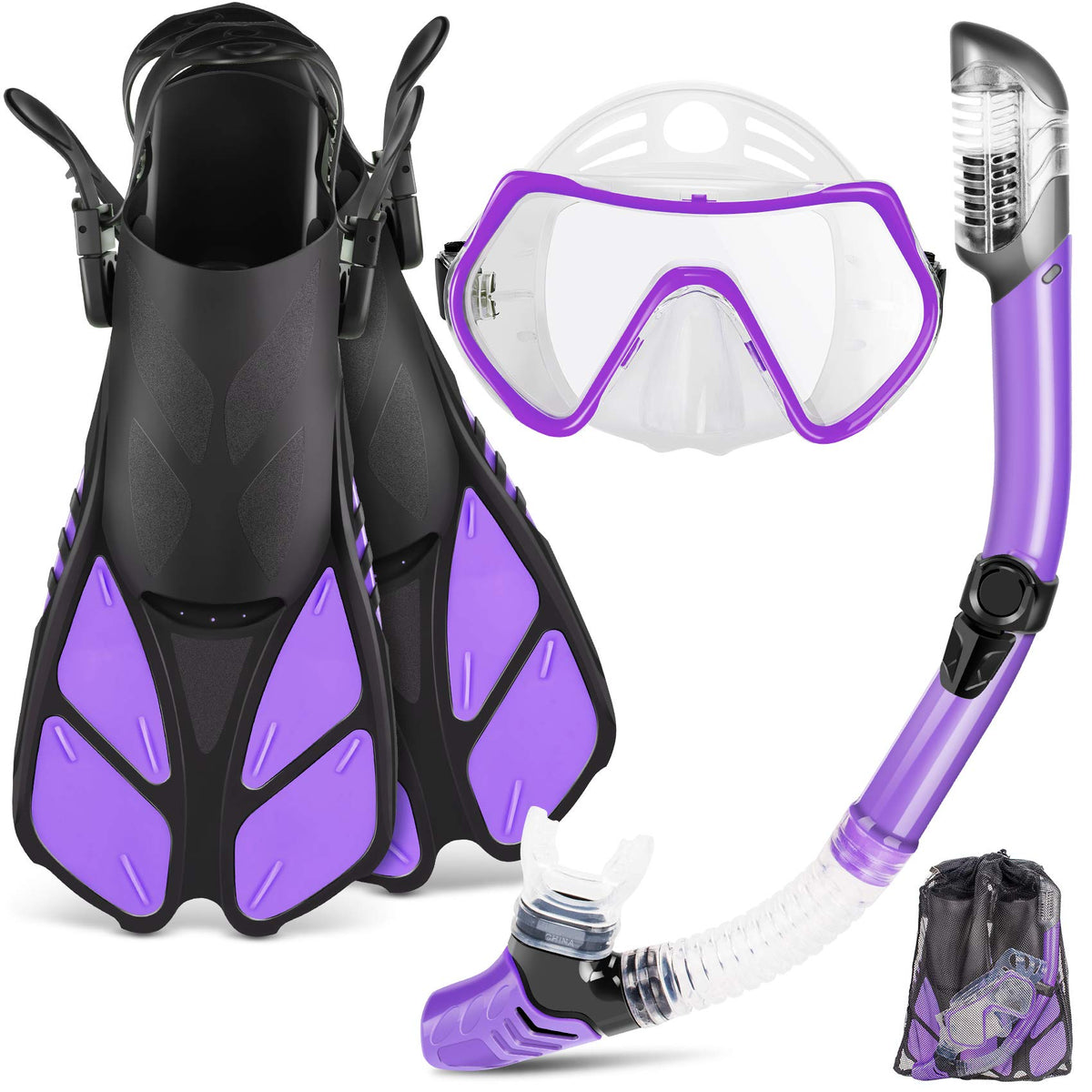 ZEEPORTE Adult Snorkeling Set with Mask, Fins & Dry Snorkel