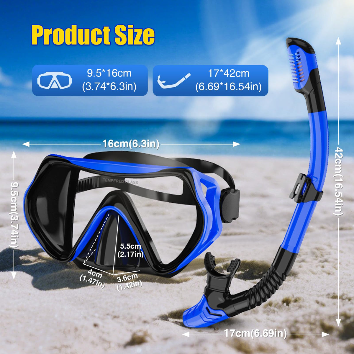 MELUMILU Adult Anti-Fog Snorkeling Mask and Dry Snorkel Set