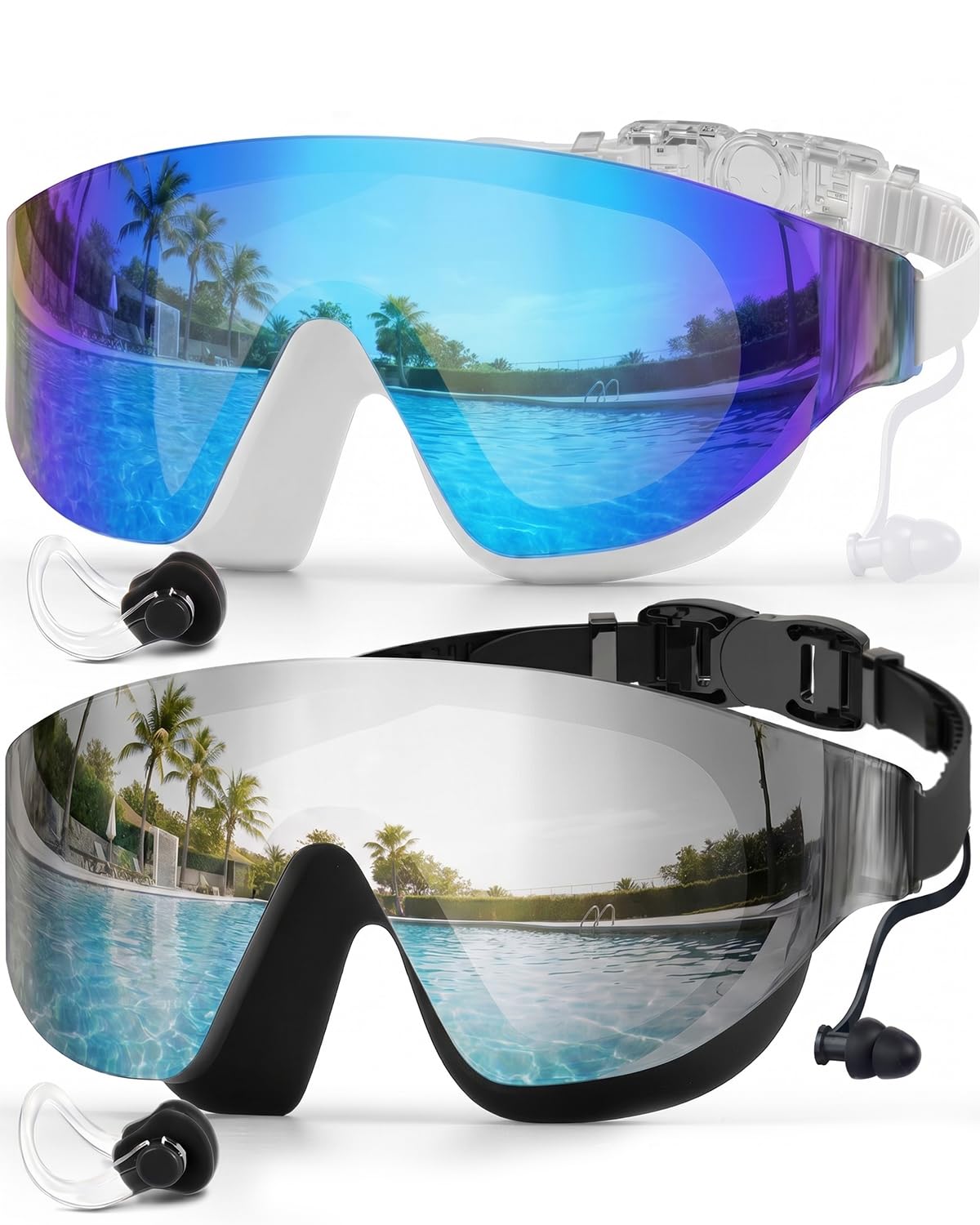 Zoomsnail 2-Pack Rimless Wide-View Anti-Fog Swim Goggles