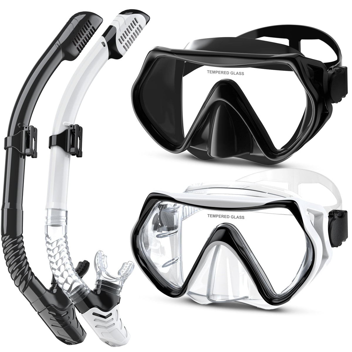 MELUMILU Adult Anti-Fog Snorkeling Mask and Dry Snorkel Set