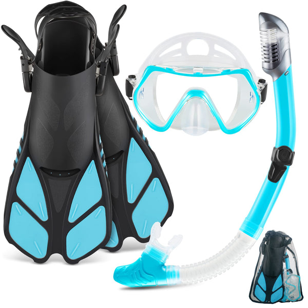 ZEEPORTE Adult Snorkeling Set with Mask, Fins & Dry Snorkel