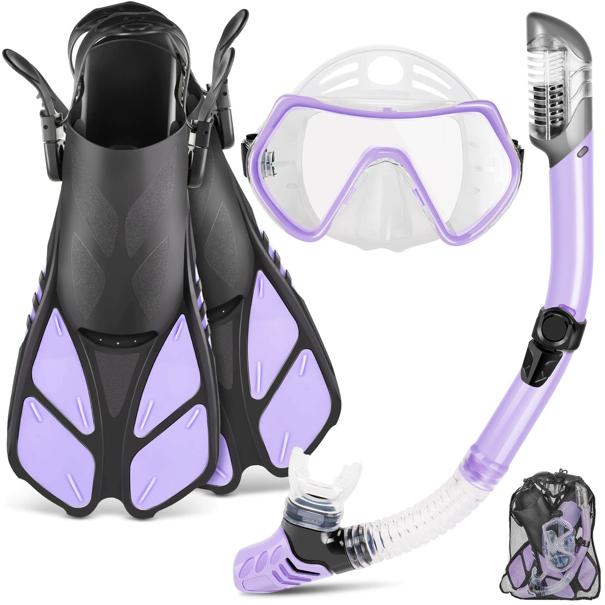 ZEEPORTE Adult Snorkeling Set with Mask, Fins & Dry Snorkel