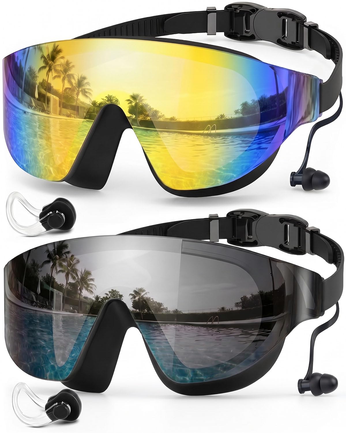 Zoomsnail 2-Pack Rimless Wide-View Anti-Fog Swim Goggles