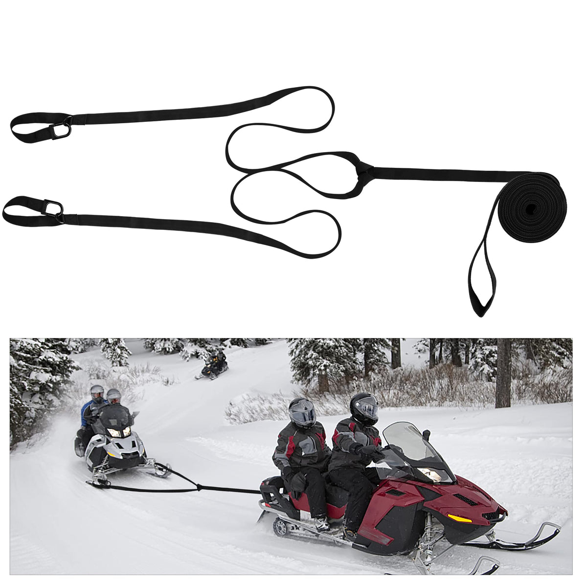 Heavy-Duty Emergency Off-Road Tow Strap with Two Hooks
