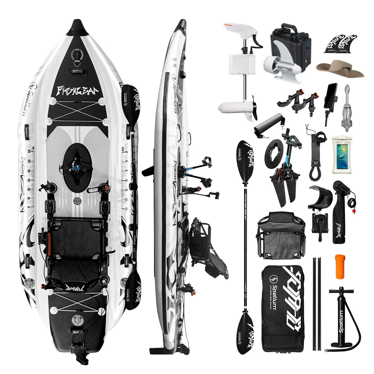 Spatium Inflatable Pedal Fishing Kayak with 360° Swivel Seat