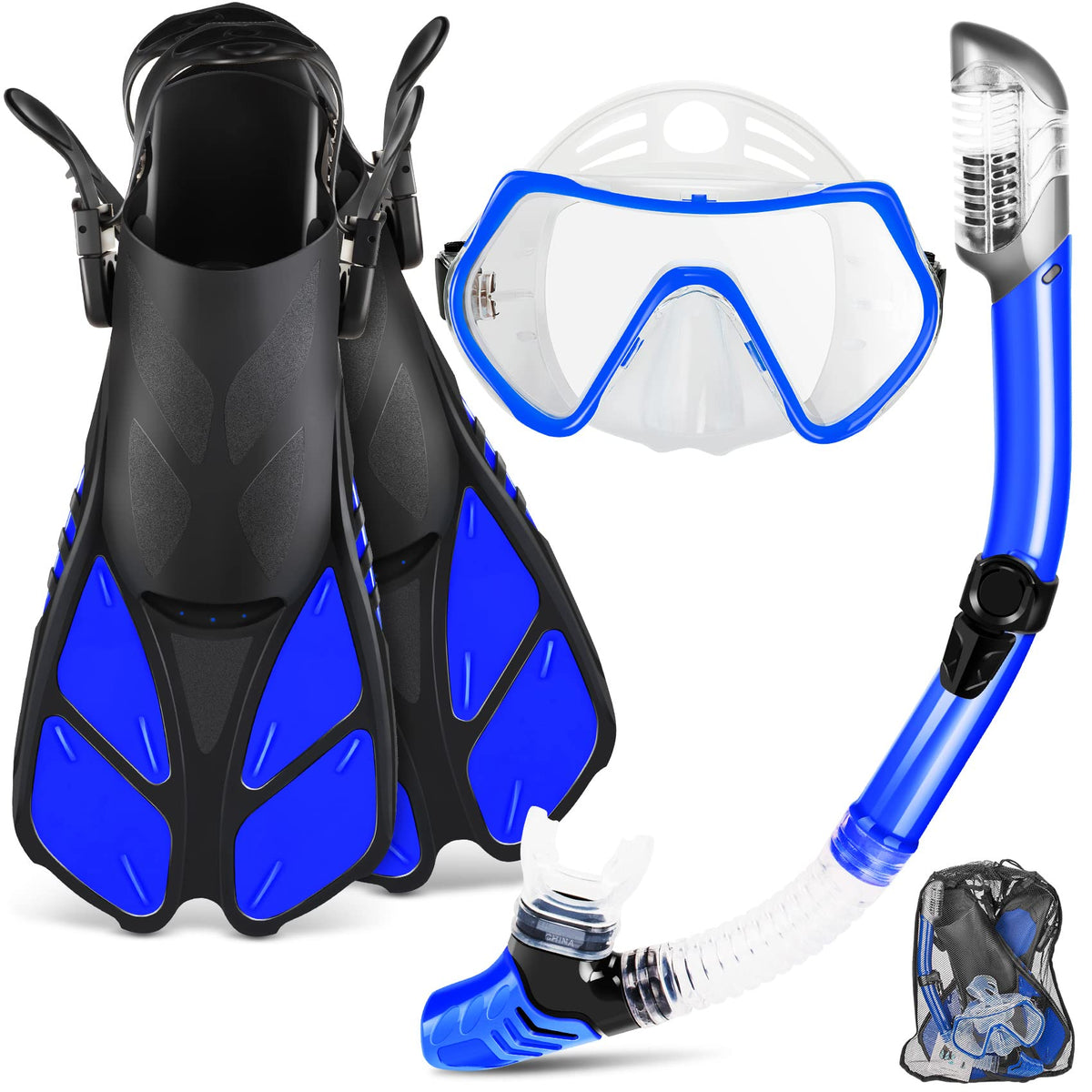 ZEEPORTE Adult Snorkeling Set with Mask, Fins & Dry Snorkel