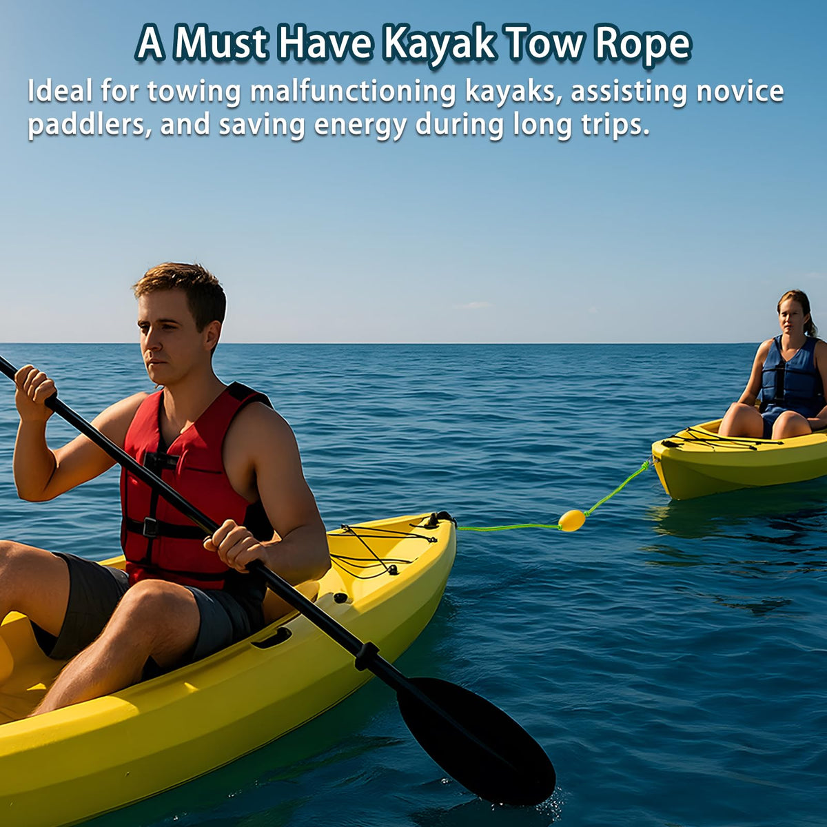 Botepon 20-Foot Floating Kayak Tow Rope with Clips
