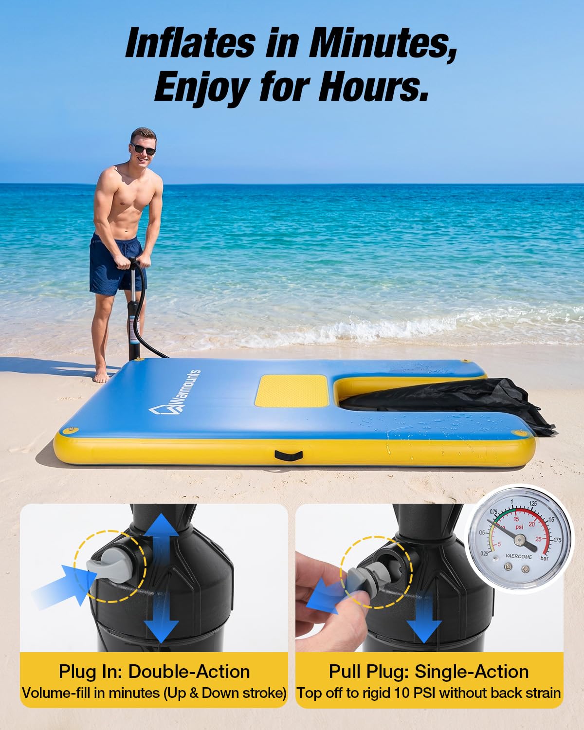 Inflatable Floating Dock with Dog Ramp & 700 lb Capacity
