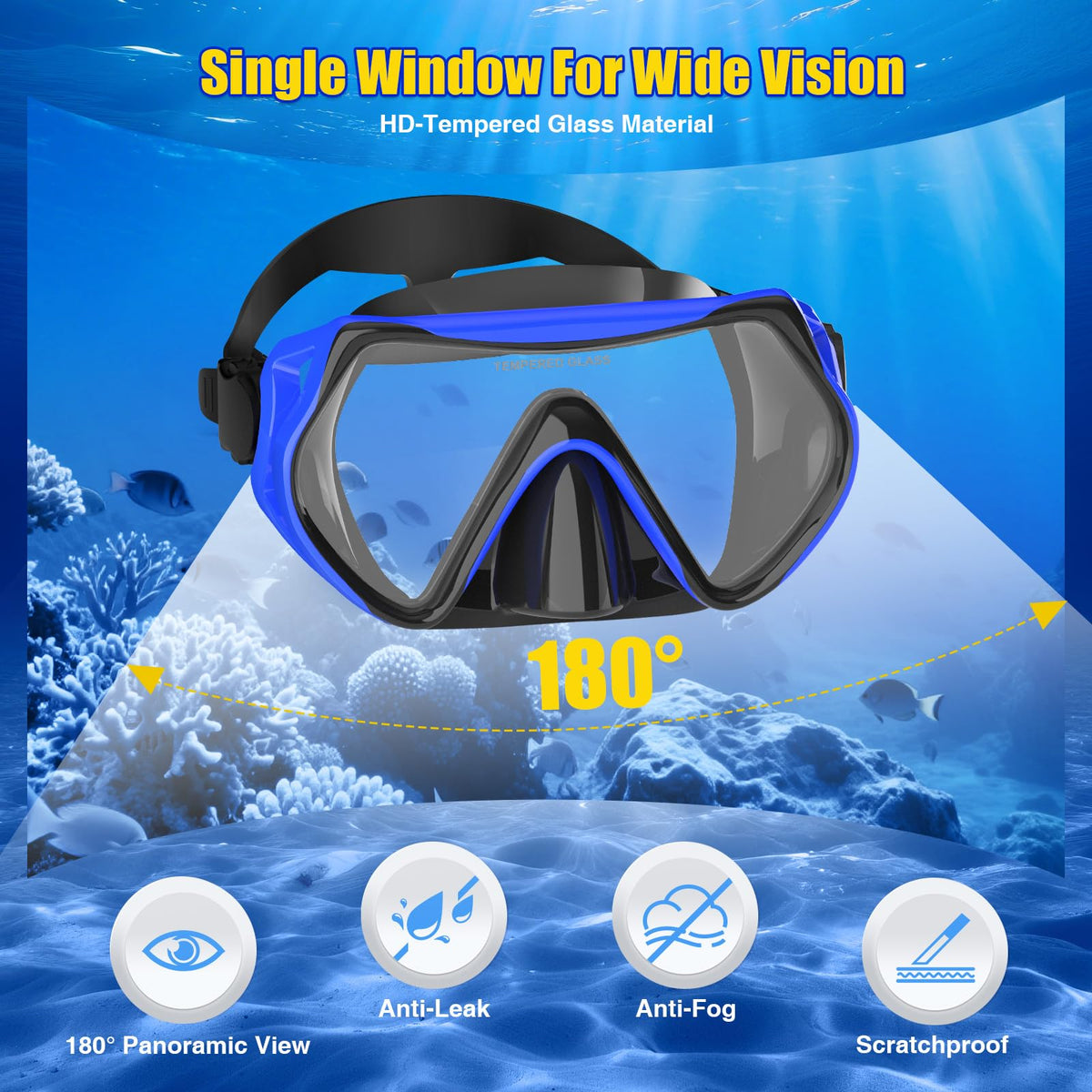 MELUMILU Adult Anti-Fog Snorkeling Mask and Dry Snorkel Set